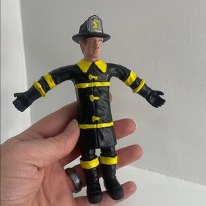 Vintage 1994 TM Toys Male Firefighter 5" tall Flexible Bendy Rubber Figure Toy